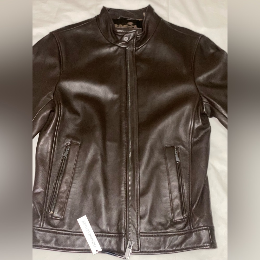 Calvin Klein Dark Brown Men’s Genuine Leather Jacket